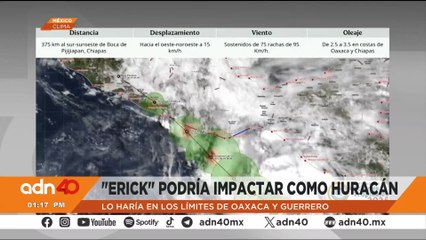 La tormenta tropical "Erick" podría impactar como huracán categoría 3 en dos estados