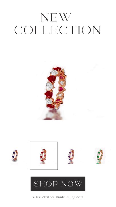 173 custom Elegant Stackable Heart-Shaped Ruby & Diamond Eternity Band Wedding Anniversary Ring