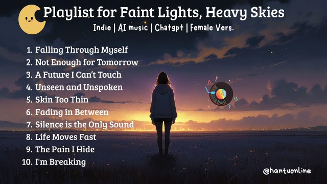 Playlist for Faint Lights, Heavy Skies | Indie Song | AI Music | Chatgpt | Female Vers.