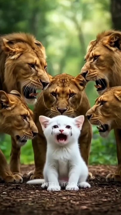 बिल्लू को शेरों ने पकड़ लिया 🙀 #catsoftiktok #cat #cute #aiart #ai #poorcat #catlover #fyp