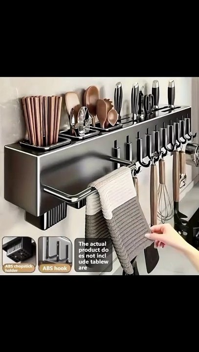 No-Drill Kitchen Organizer! Sturdy, Stylish, and Easy Installation | Kitchen Utensil Rack Review