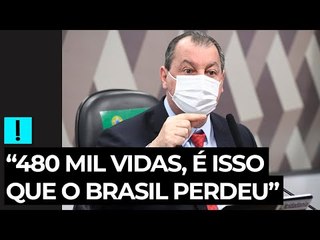 “480 mil vidas, é isso que o Brasil perdeu”, diz Omar Aziz a Marcos Rogério