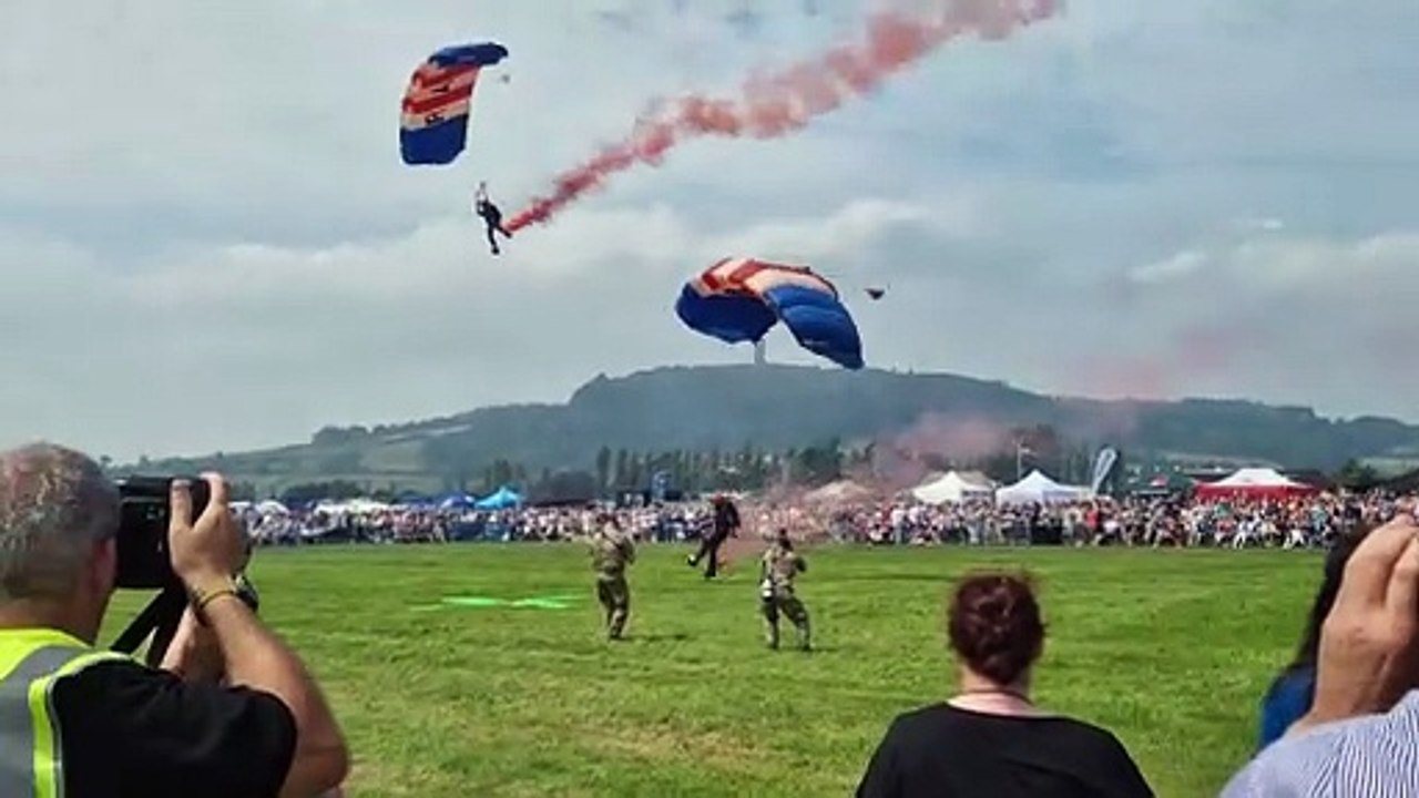 RAF Falcons parachute display team land in Newtownards for Armed Forces Day 2025