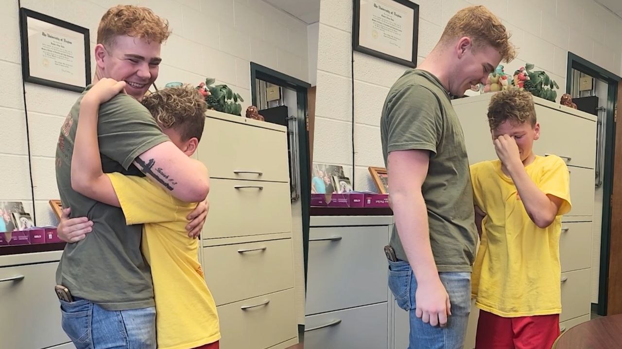 Boy Called To Principal's Office Surprised By Marine Brother | Happily TV