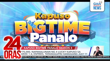 P75,000, napanalunan ng 4 Lucky Kapuso sa week 1-4; entries, tatanggapin hanggang July 11 | 24 Oras