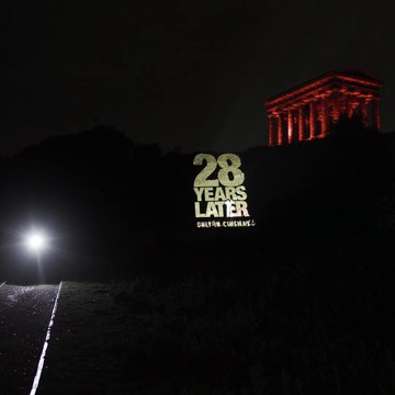 28 Years Later rage virus symbol takes over Penshaw Monument