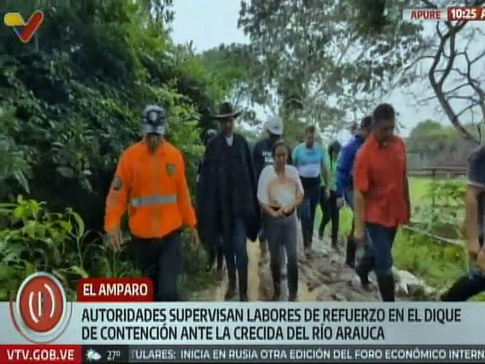 Apure | Autoridades regionales supervisan trabajos de contención ante crecida del Río Arauca
