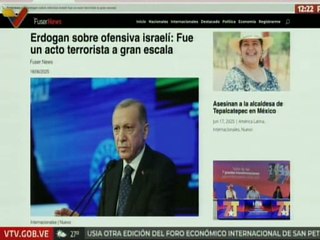 Presidente Recep Tayyip Erdogan condena agresión terrorista de Israel contra Irán