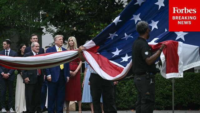 President Trump Alongside Family Including Ivanka Raises Giant New American Flag