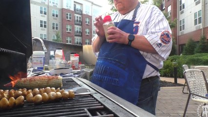 Tank Cooks Grilled Tomahawk Pork Chops