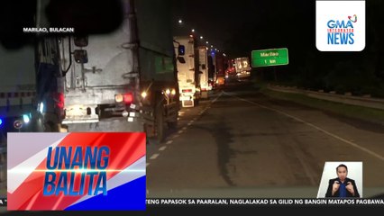 Middle lane sa ilalim ng Marilao Bridge, isinara matapos tamaan ng truck ang bahagi ng tulay kahapon | Unang Balita