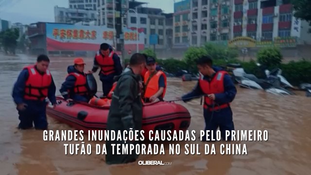Grandes inundações causadas pelo primeiro tufão da temporada no sul da China