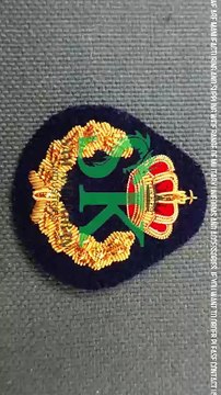 Hand Made Bullion Wire Embroidered Wings Badges, Bullion Wire Hand Embroidery Crown Badge