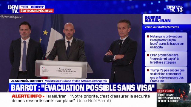 Évacuation des ressortissants français en Iran: Jean-Noël Barrot, ministre des Affaires étrangères, affirme qu'un passage est possible sans visa vers l'Arménie et la Turquie
