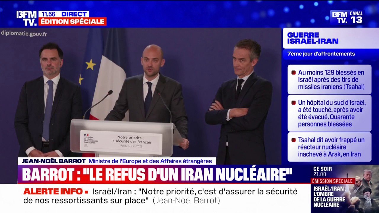 Évacuation des français en Israël: "Les Français qui souhaitent rentrer en France peuvent gagner par la route la Jordanie et l'Egypte" où des vols continuent d'être opérés, affirme Jean-Noël Barrot