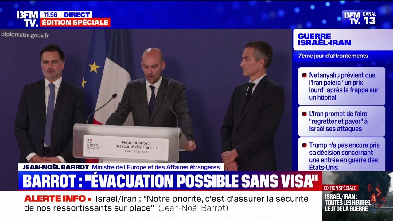 Conflit Iran-Israël: Jean-Noël Barrot, ministre des Affaires étrangères, réitère le refus de la France "d'un Iran nucléaire"