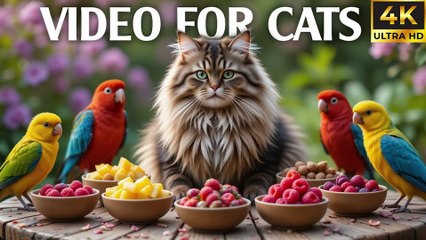 Video for Cats to Watch – Birds and Squirrels Play in the Forest! - [NO ADS]