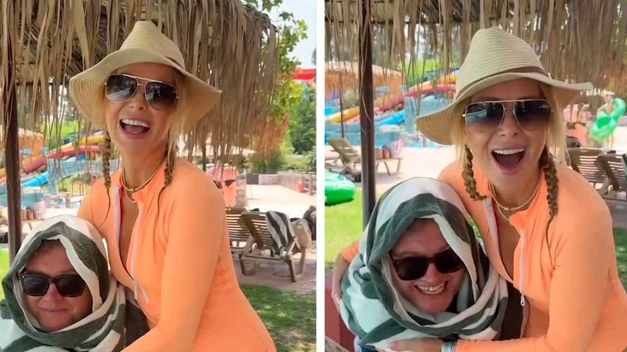 فيديو: أماندا هولدن تخطف الأنظار في كورفو أثناء تصوير برنامج واقعي مع آلان كار