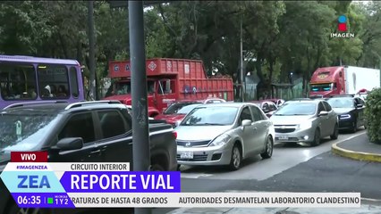 Así el aforo vehicular esta mañana en Circuito Interior, CDMX