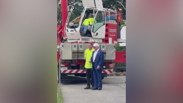 Unreal Moment: Trump Salutes White House Workers While Crane Operator Sleeps Just Feet Above