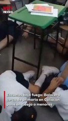 Momentos de pán1co vivieron estudiantes y maestros en una primaria de Culiacán, Sinaloa, cuando una intensa b@lacera se desató afuera del plantel. Los niños fueron instruidos a tirarse al piso para protegerse.