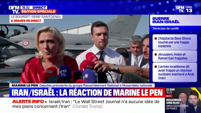 Conflit Israël-Iran: La disparition du régime des mollahs (…) serait une bonne chose , réagit Marine Le Pen (RN) au salon du Bourget
