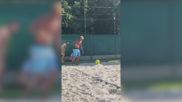 NEYMAR y LAMINE YAMAL se DIVIERTEN juntos JUGANDO al FÚTBOL PLAYA en BRASIL