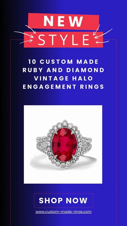 10 custom made ruby and diamond vintage halo engagement rings