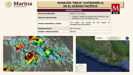 Marina pide mantener medidas de prevención tras llegada del huracán ‘Erick’
