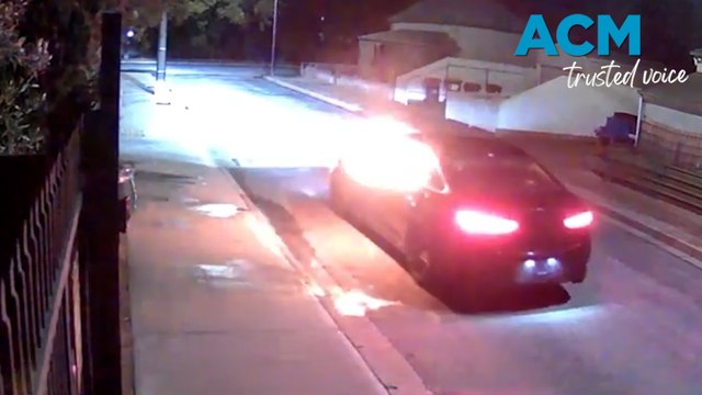 Getaway car engulfed in flames with alleged arson suspects inside