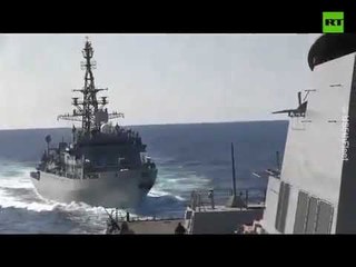 Confusão em alto mar: vídeo mostra navio russo se aproximando de destróier americano