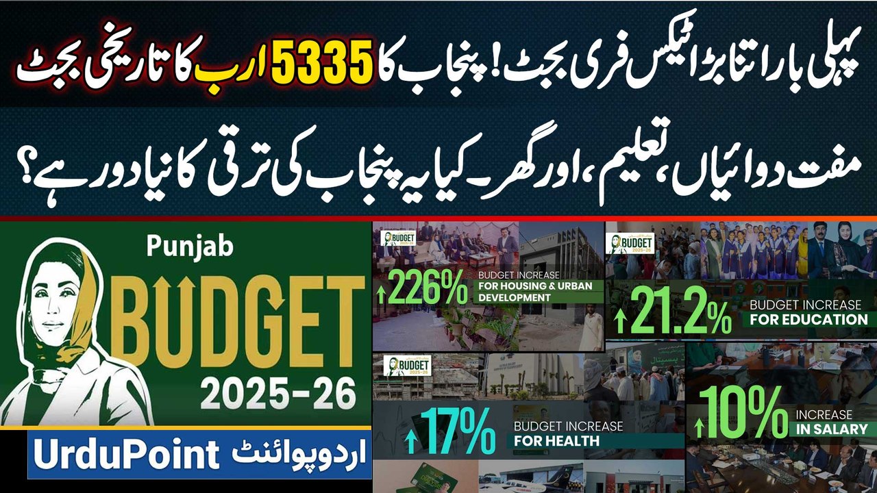 Punjab's 5335 Billion Tax Free Budget, Free Healthcare, Education & Housing - New Era of Development