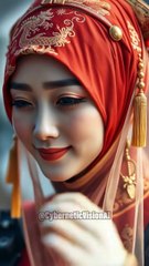 Brides, wearing an ornate hijab and dress inspired by the cultural elegance