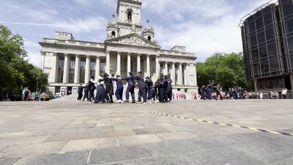 Flash mob in the Guildhall Square to celebrate 200 years of the railway.
