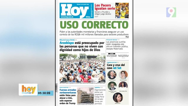Titulares prensa dominicana viernes 20 de junio 2025 | Hoy Mismo