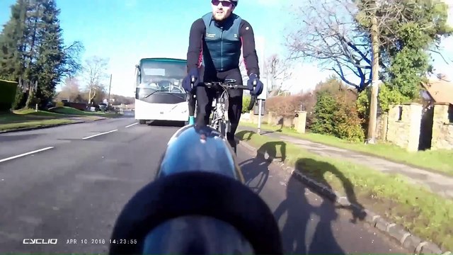 Video shows series of near misses for cyclists as motorists try to overtake