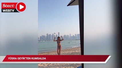 Yüsra Geyik'ten kumsalda bikinili dans