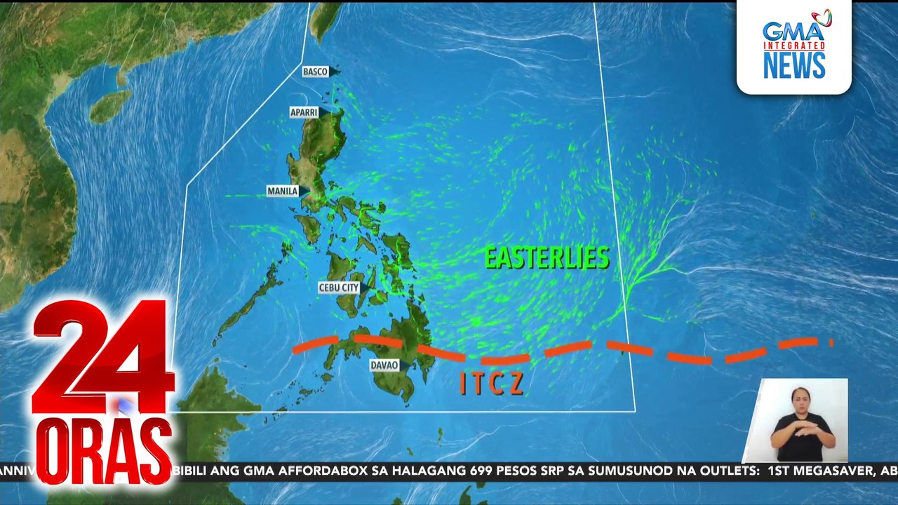 PAGASA - Intertropical Convergence Zone O ITCZ, magdadala ng ulan sa Mindanao, western Visayas, Negros island region at Palawan; Easterlies naman ang umiiral sa central at eastern Visayas | 24 Oras