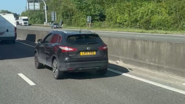 Damaged lorries left at the scene after violent collision on M25 motorway