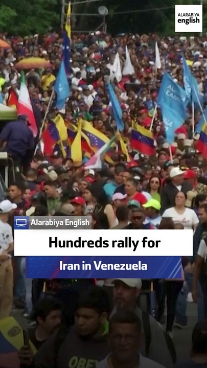 Hundreds of people march in Caracas, Venezuela in support of Iran amid the escalating conflict with Israel.