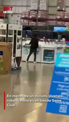 Dos jóvenes protagonizaron un rob0 relámpago en una tienda Sams Club, llevándose teléfonos celulares en menos de un minuto. Uno de ellos portaba un arm@ de fuego.