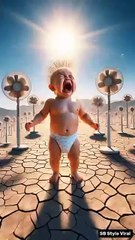 A beautiful child built a snow house to escape the heat 😱 #story #ai #cute #shortsfeed