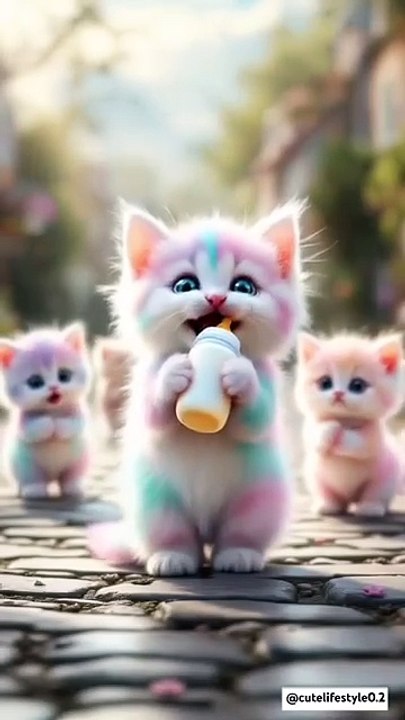 Dudi dudi dum dum , kitten sucking milk from baby bottle #cat #dudidudidam #shortsfeed #shorts