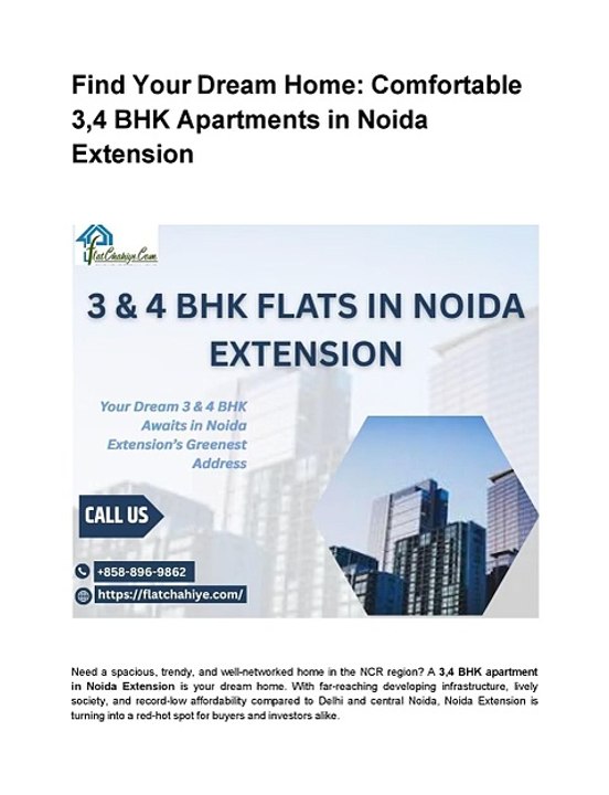 Find Your Dream Home_ Comfortable 3,4 BHK Apartments in Noida Extension