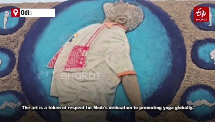 International Yoga Day 2025: Odia Sand Artist Pays Unique Tribute To PM Modi At Puri Beach
