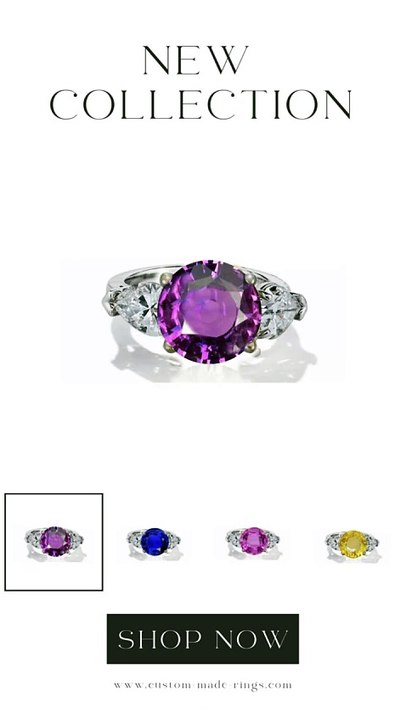 633 Custom Made Unique Round Sapphire & Pear Diamond Three-Stone Engagement Ring