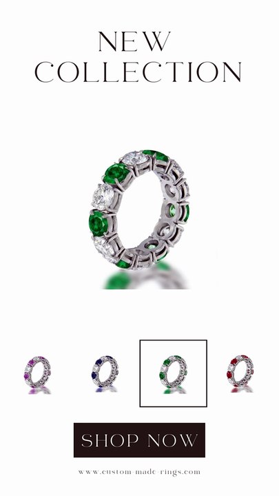 110 custom made unique stackable alternating round cut sapphire diamond prong set eternity ring