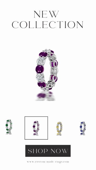 112 custom made unique stackable alternating round cut sapphire diamond prong set eternity ring