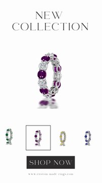 112 custom made unique stackable alternating round cut sapphire diamond prong set eternity ring