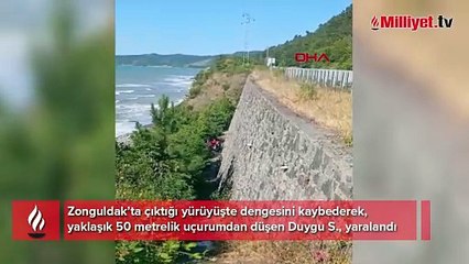 Zonguldak'ta yürüyüşe çıkan kadın 50 metrelik uçurumdan düştü